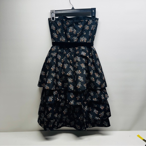 REBECCA TAYLOR Floral Black Strapless Dress SIZE 4 nwt - Picture 4 of 11
